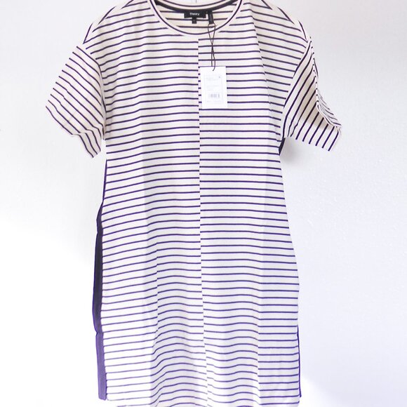 NWT Theory Relaxed Combo Stripe Shift Dress–Chic Everyday & Travel-Ready Classic - Picture 2 of 9